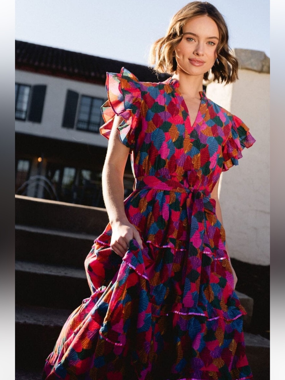 NWT Briton Court Delilah Maxi Dress in Pink Multi Medium - Picture 4 of 13